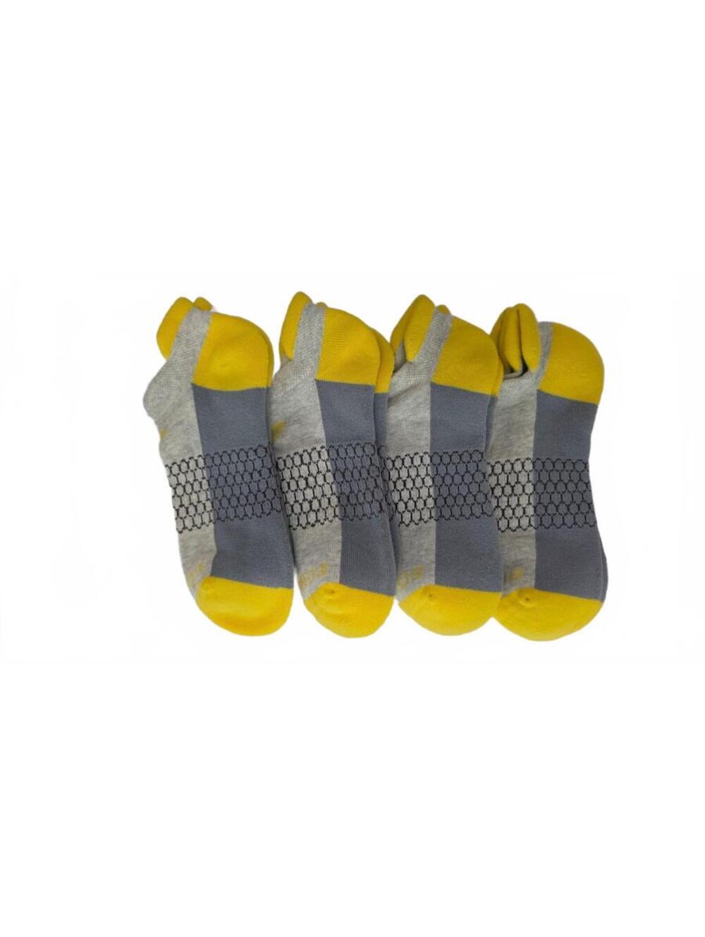Bombas Ankle Socks – 4 Pairs – Men’s Medium – Gray/Yellow – New